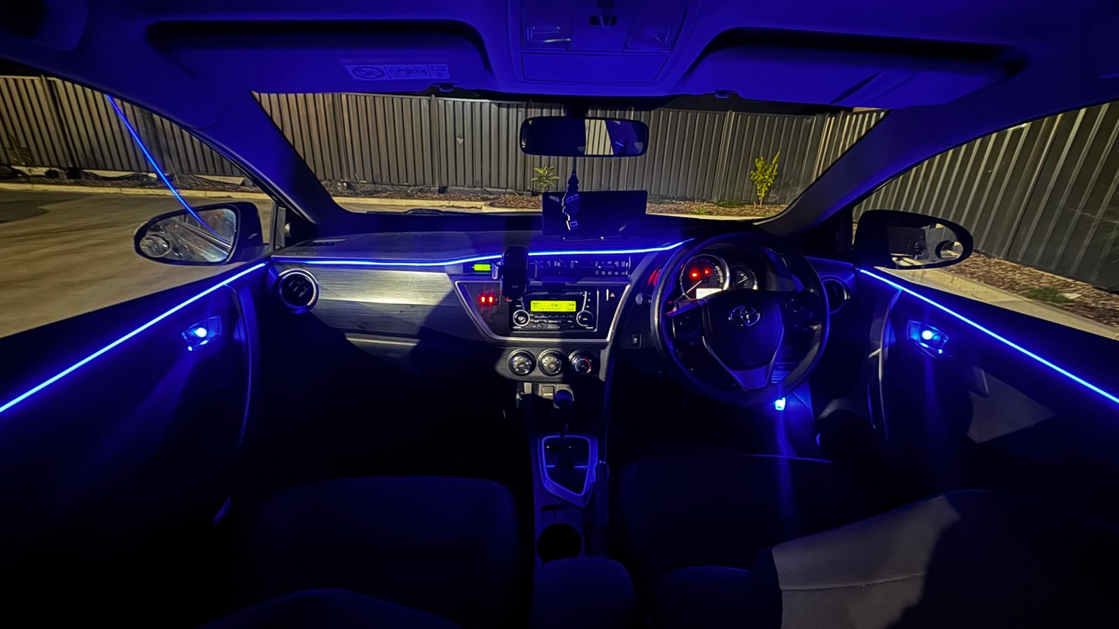 Ambient lighting install — blue accent